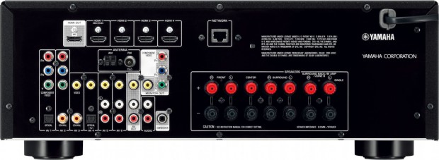 Yamaha RX-V573 - die Rückseite mit den Schnittstellen (Bild: Hersteller)